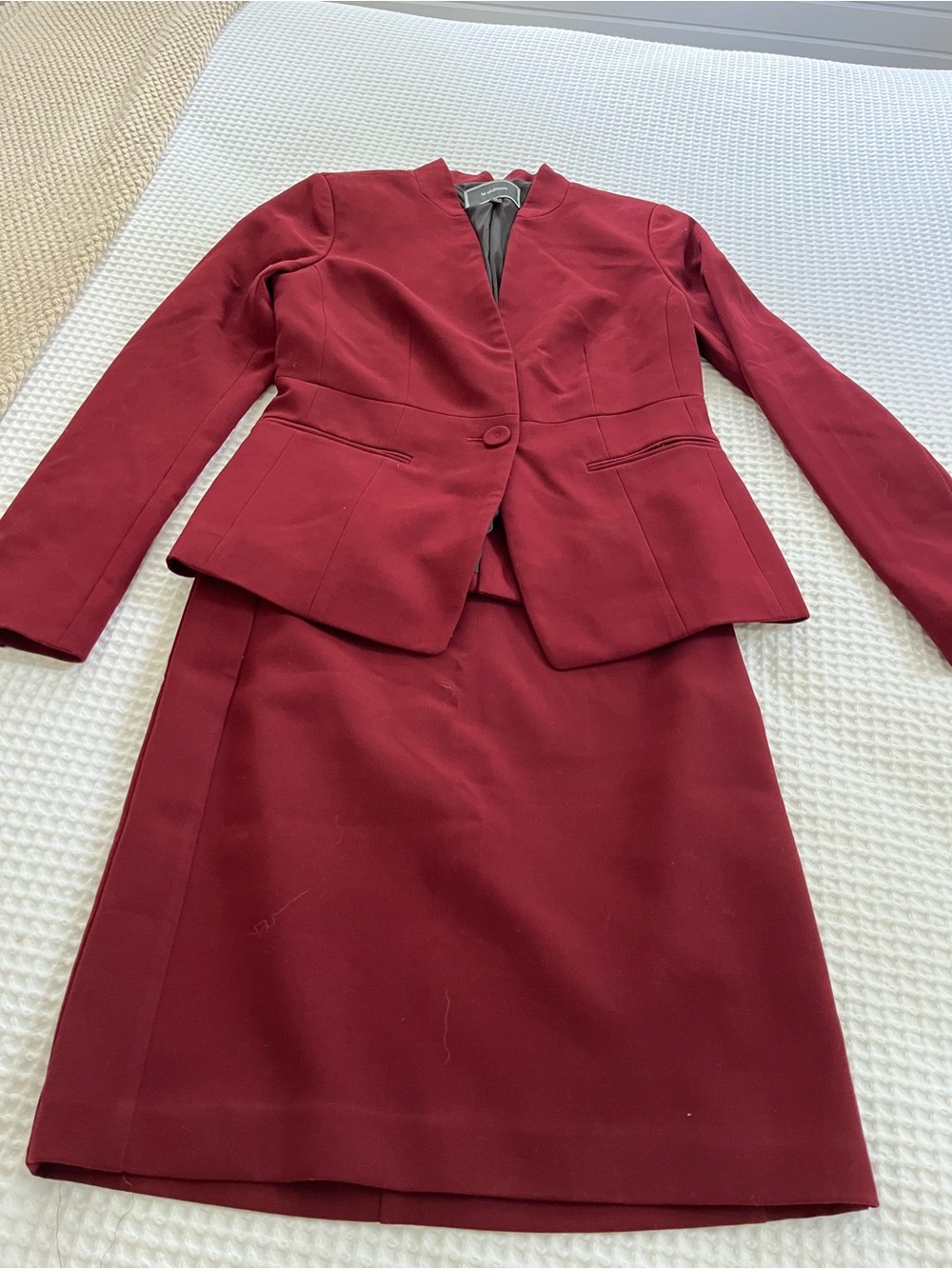le chateau Deep Red Tailored Blazer and Skirt Set